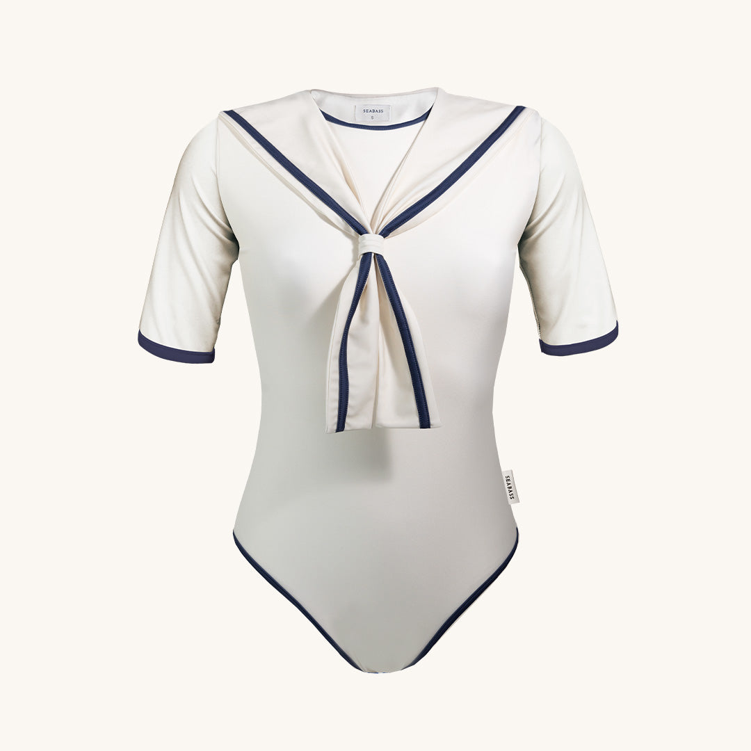 Damen UV-Badeanzug Sailor Nice - weiß dunkelblau