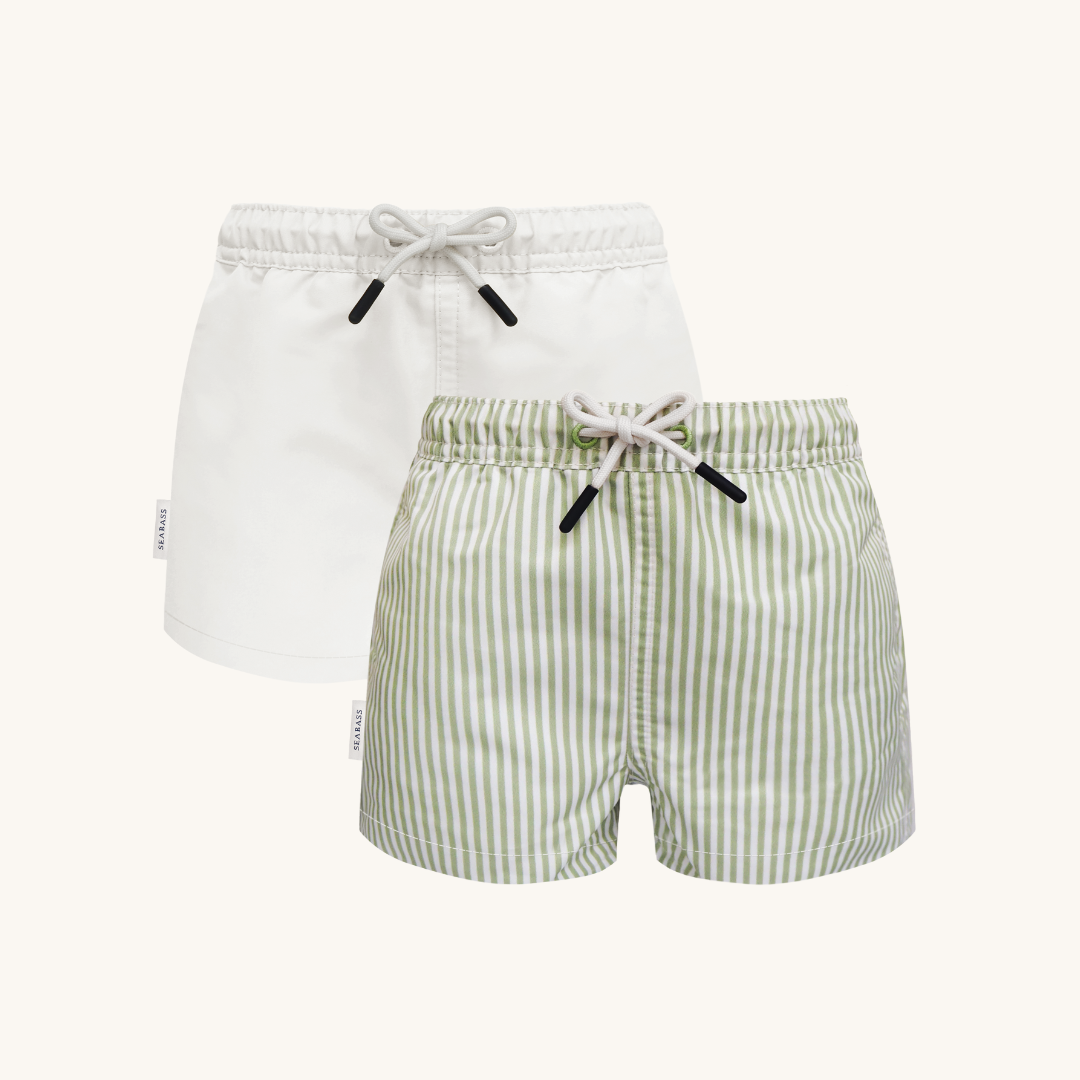 2 Pack UV Swim Shorts - Portofino White