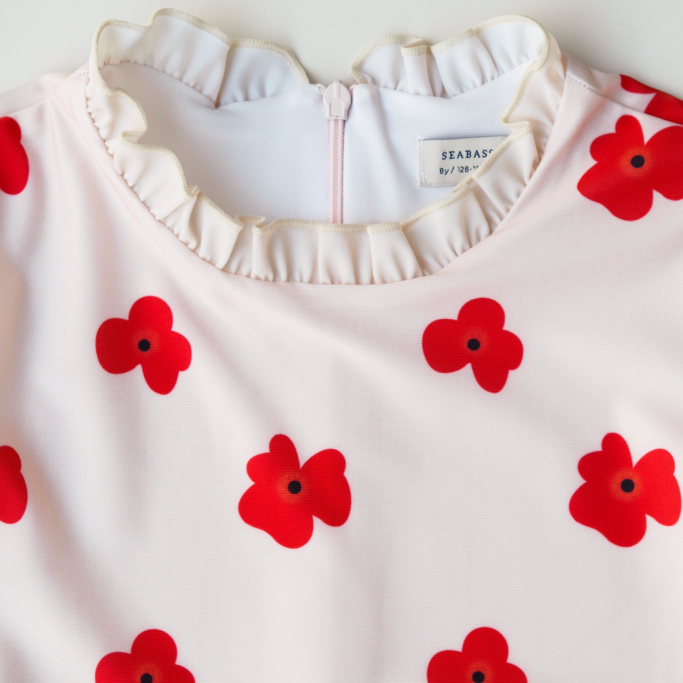Mädchen UV Badeanzug Ruffle Siena - Rote Blumen